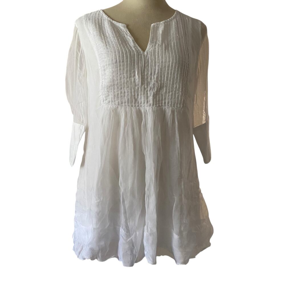 Gretchen Scott Lined Tunic Top White Size Small Viscose/Cotton Blend - Flawed